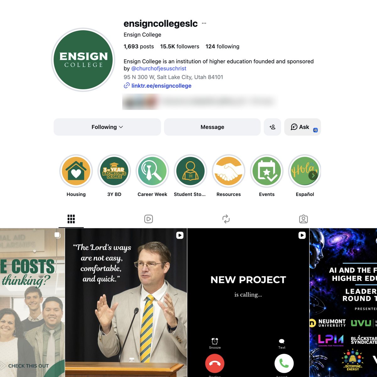 Ensign College — Social Media Strategy