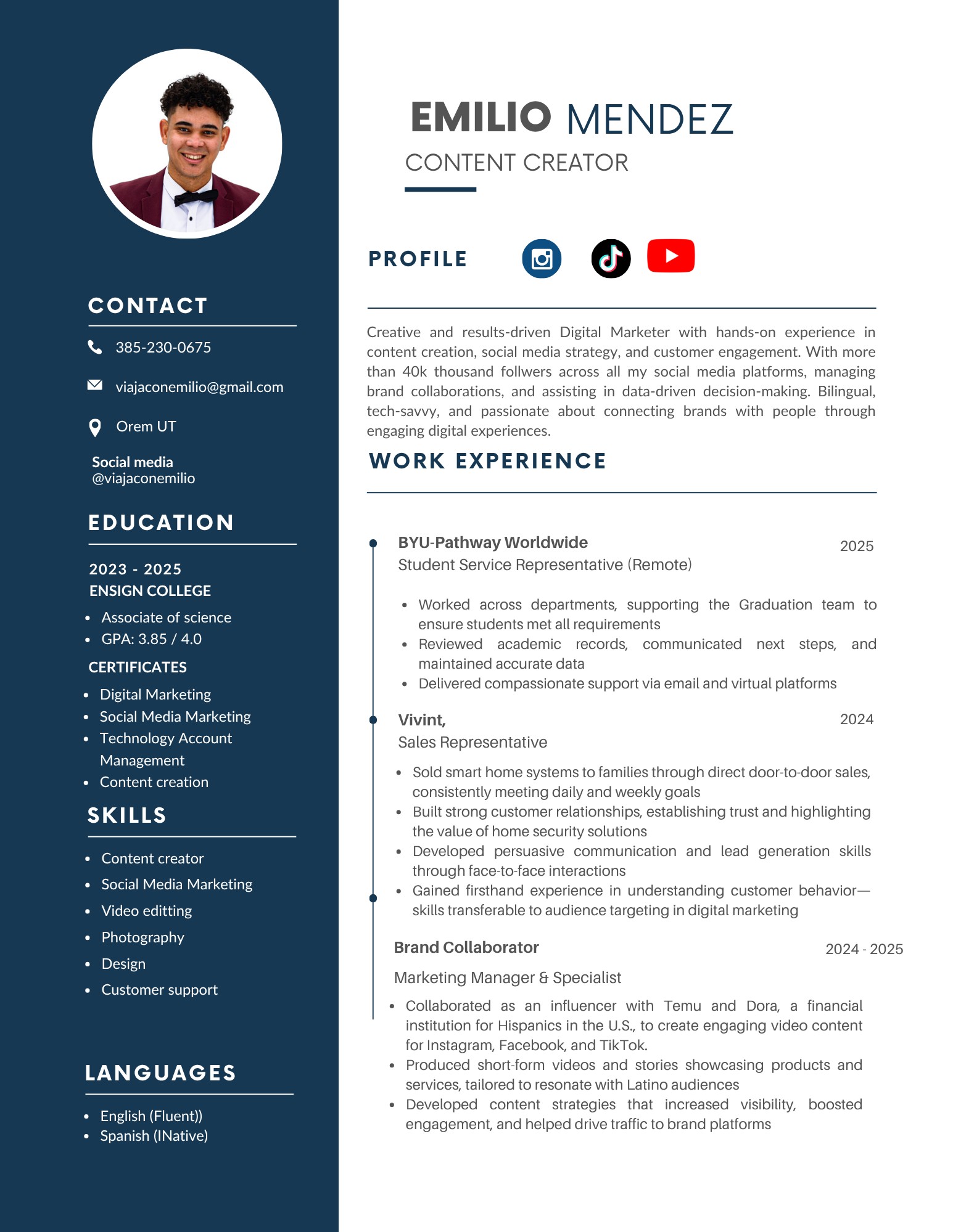Resume of Emilio Méndez